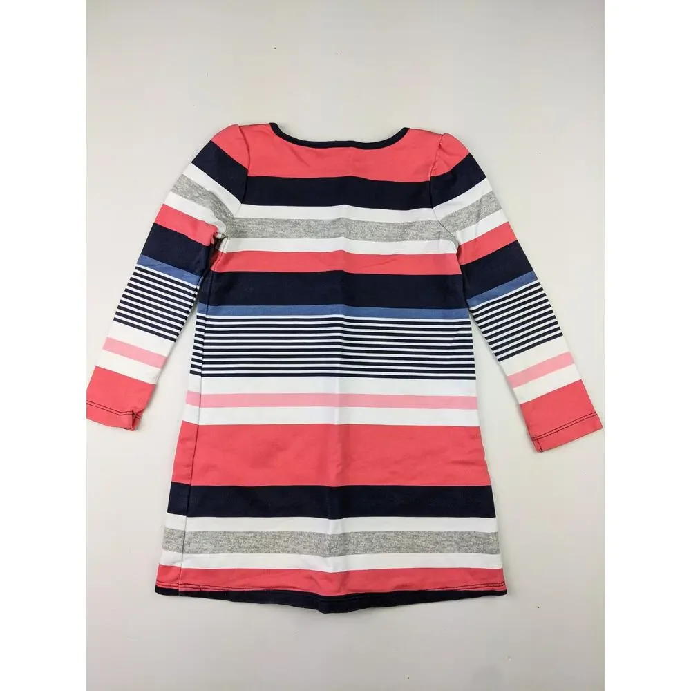 Gymboree Red Navy Gray & White Striped Dress Girls 4